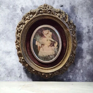 Vtg Pair Oval Resin Portraits Elizabeth Duchess of Devonshire & Lady Sheffield